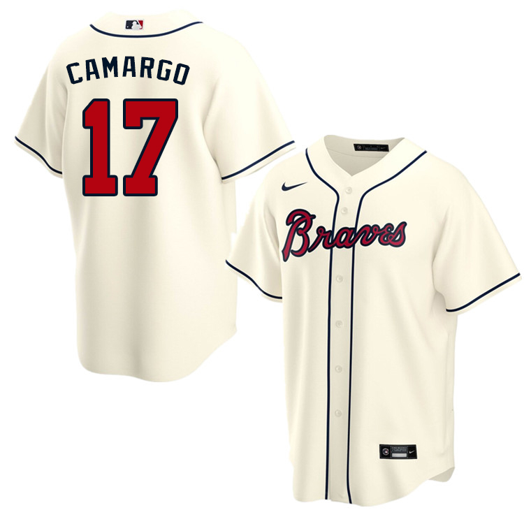 Nike Men #17 Johan Camargo Atlanta Braves Baseball Jerseys Sale-Cream